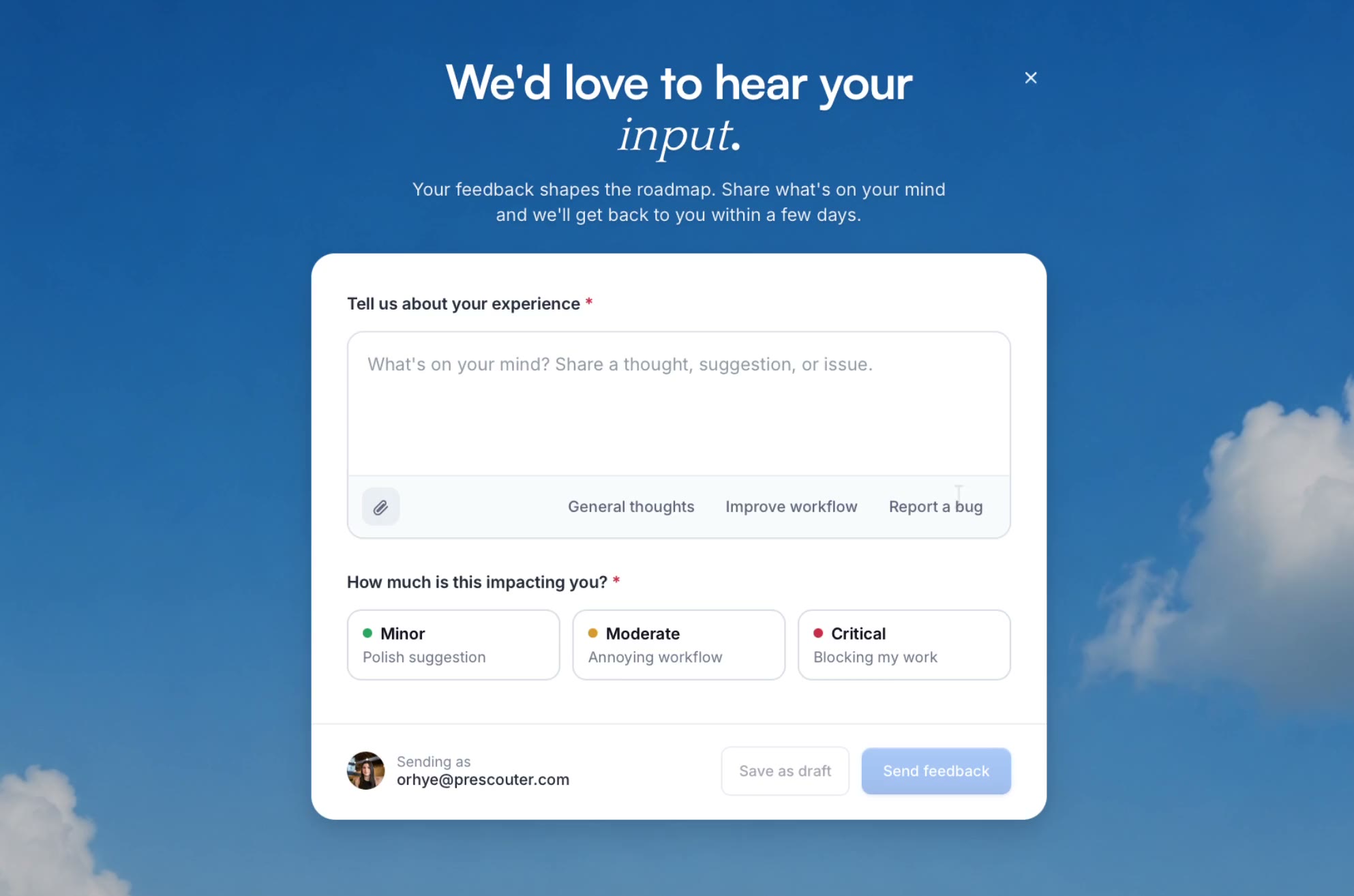 Feedback form: Polish with AI
