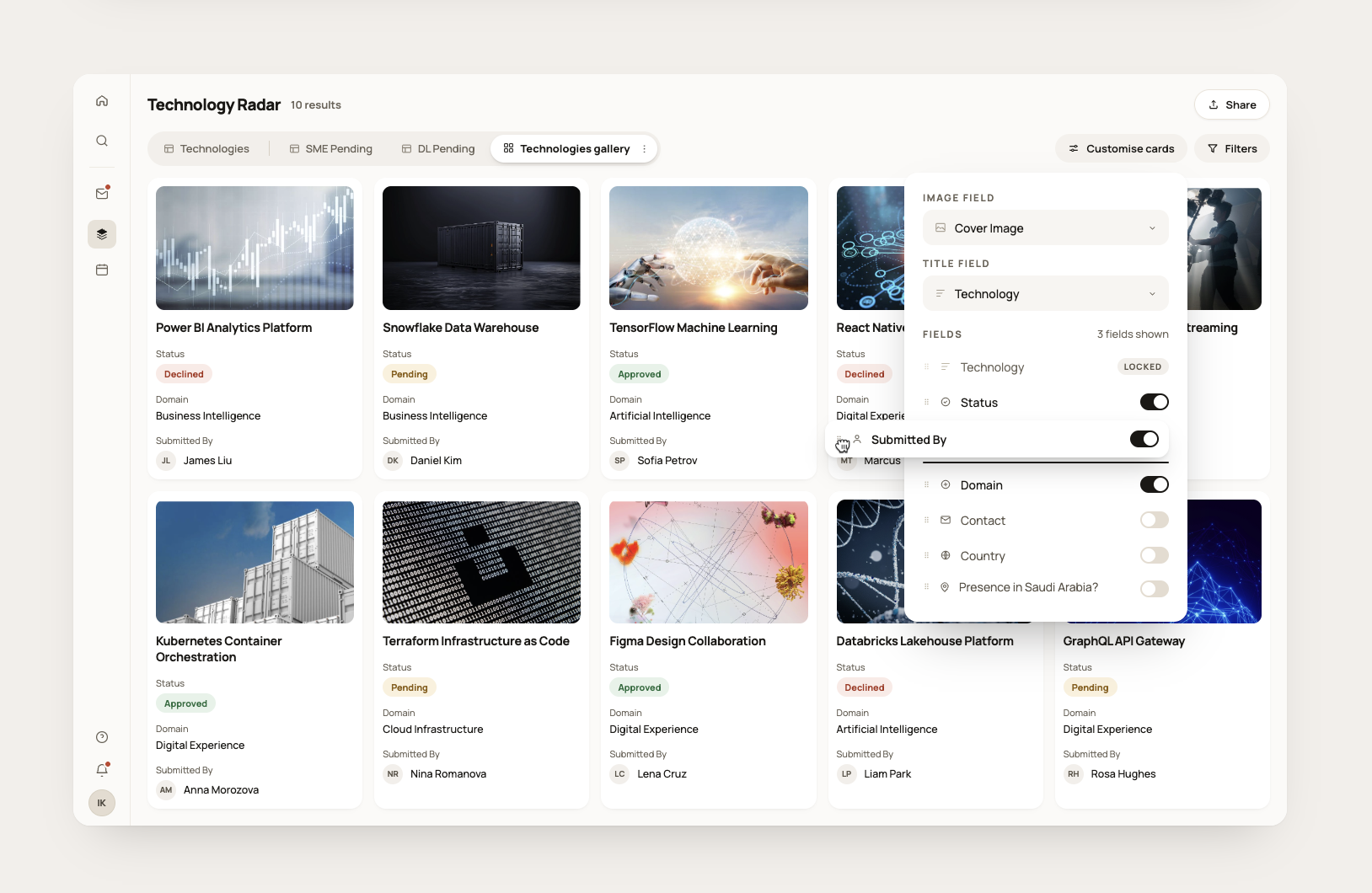 Gallery card after editor customisation